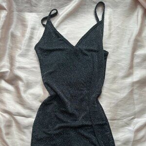 PrettyLittleThing Black Sparkle Mini Dress - Size S